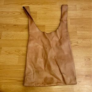 Baggu Tan Milled Leather Shopper Bag